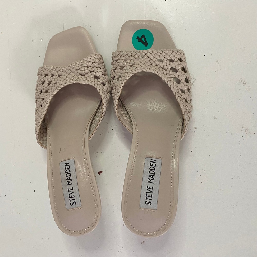 Steve Madden Beige Braided Slide Mules